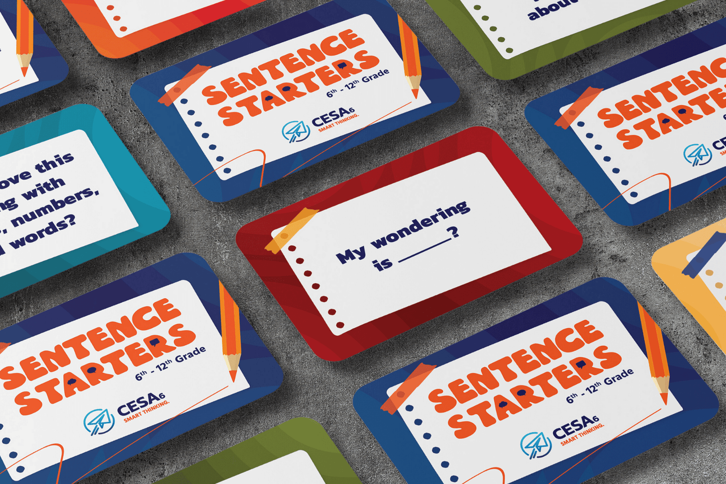 High-contrast sentence starter cards for grades 6-12, designed with clear fonts and structured prompts to support diverse communication needs, cognitive accessibility, and inclusive classroom engagement.