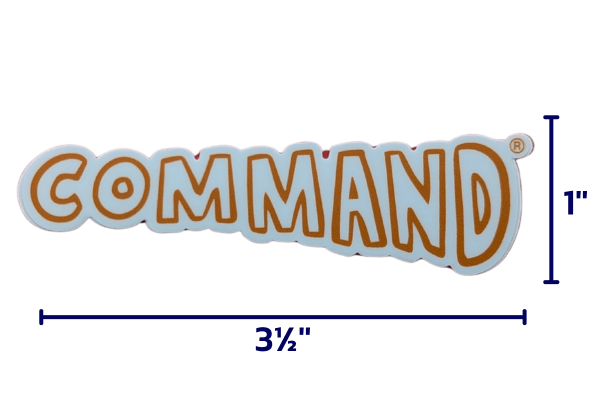 The Command® Sticker is orange (Influencing) and is 3 1/2'' x 1'' 