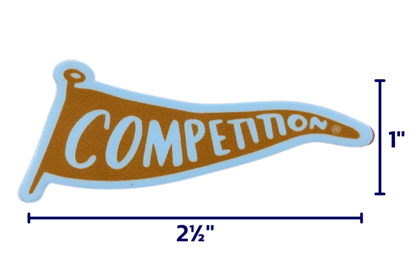 The Competition® Sticker is orange (Influencing) and is 2 1/2'' x 1'' 