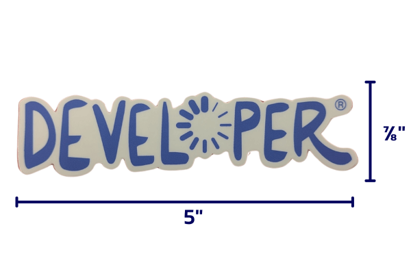 The Developer® Sticker is blue (Relationship Building) and is 5'' x 7/8''