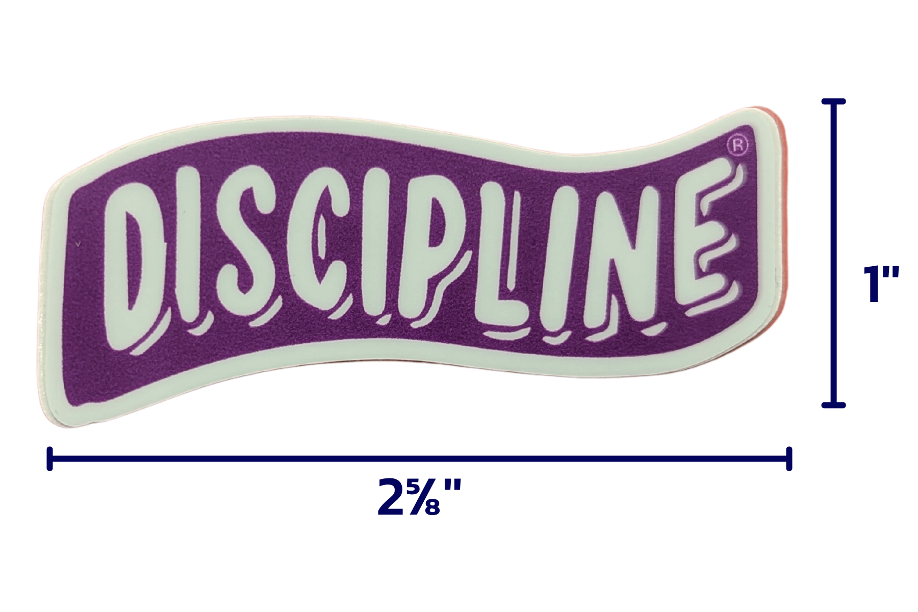 The Discipline® Sticker is purple (Executing) and is 2 5/8'' x 1'' 