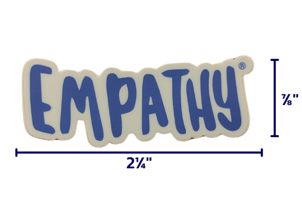 The Empathy® Sticker is blue (Relationship Building) and is 2 1/4'' x 7/8''