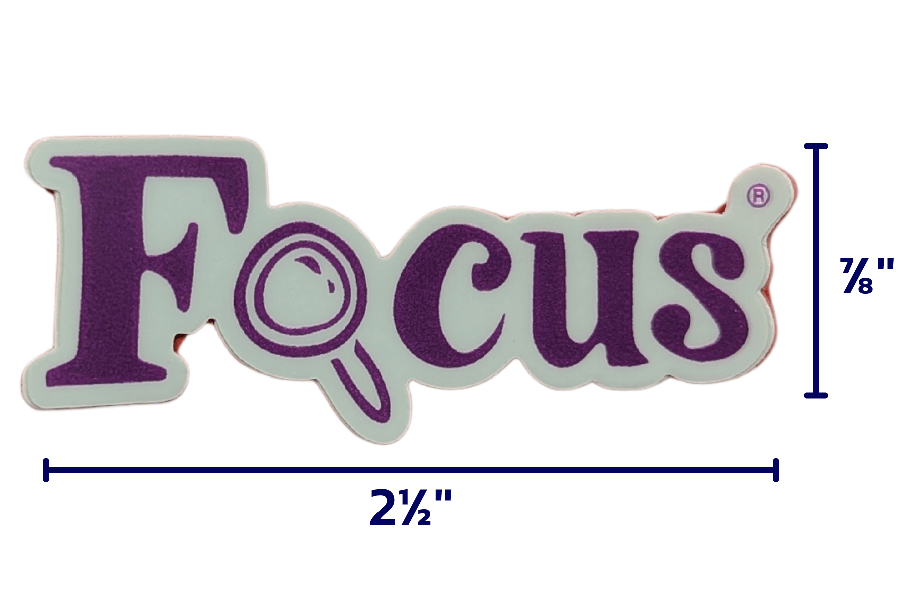 The Focus® Sticker is purple (Executing) and is 2 1/2'' x 7/8'' 