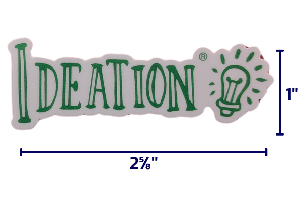 The Ideation® Sticker is green (Strategic Thinking) and is 2 5/8'' x 1'' 