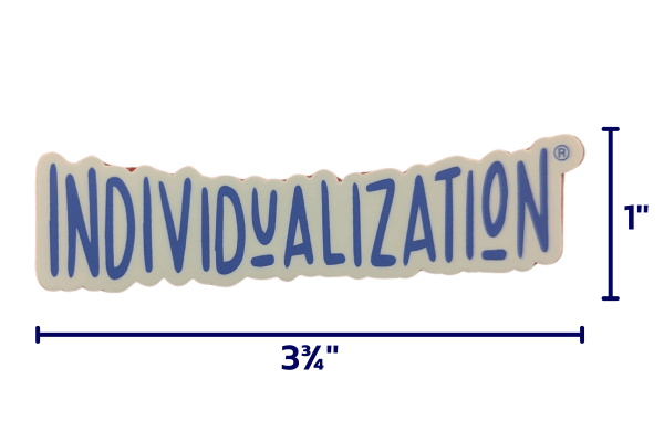 The Individualization® Sticker is blue (Relationship Building) and is 3 3/4'' x 1''