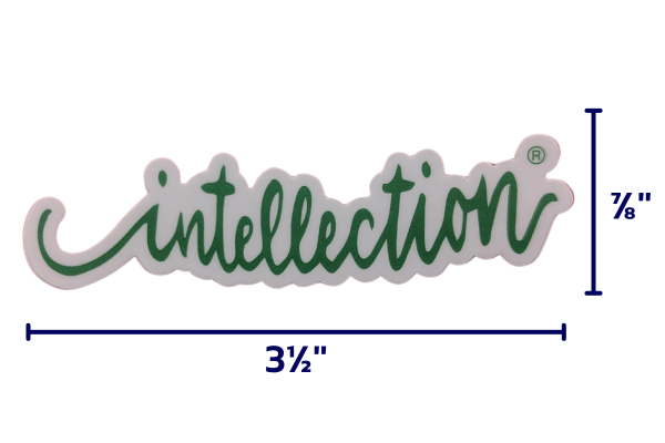 The Intellection® Sticker is green (Strategic Thinking) and is 3 1/2'' x 7/8'' 