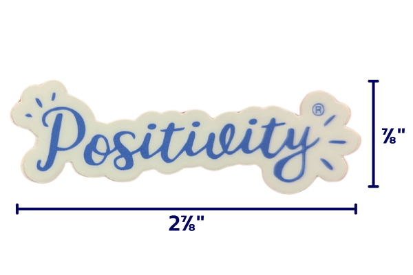 The Positivity® Sticker is blue (Relationship Building) and is 2 7/8'' x 7/8'' 