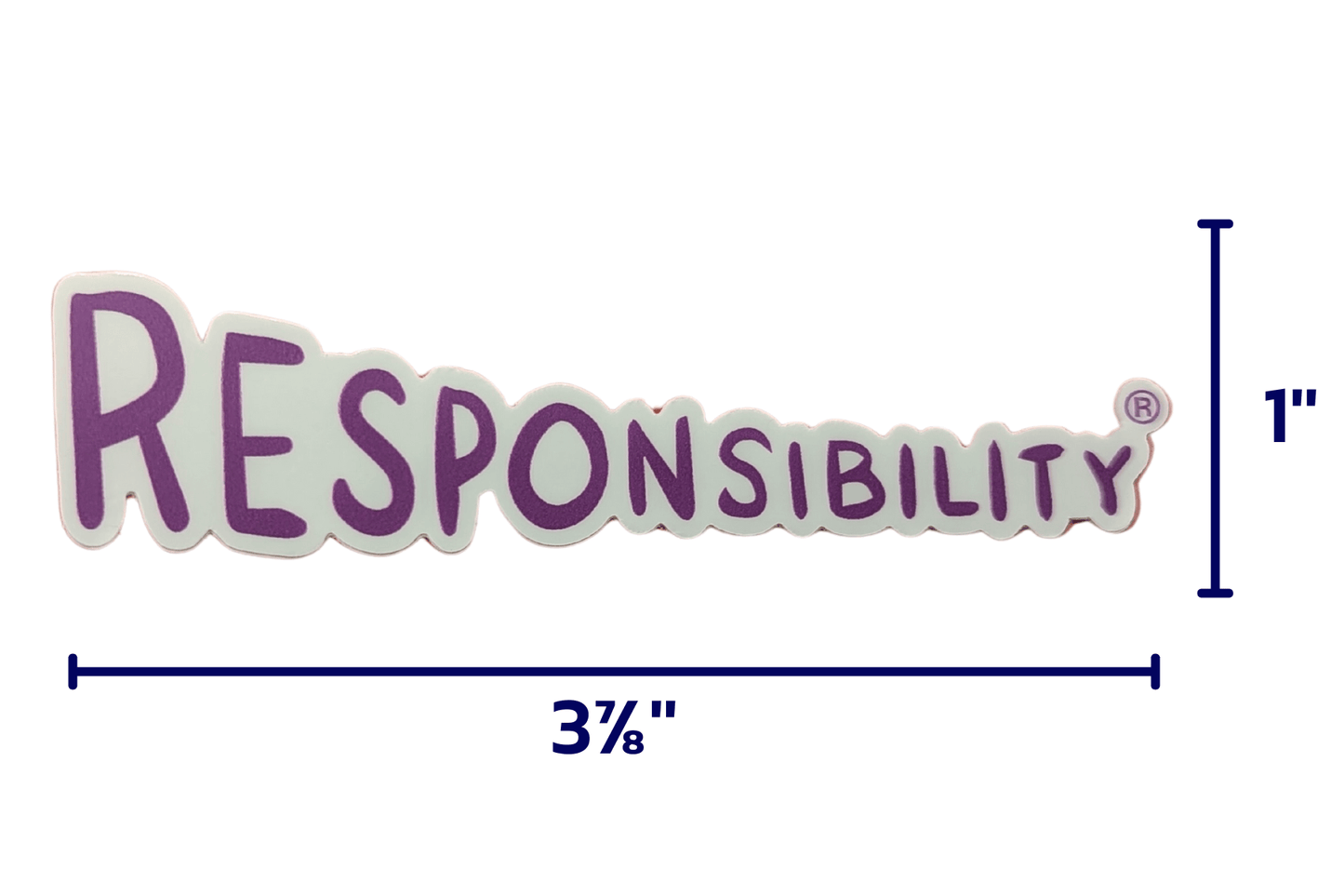 The Responsibility® Sticker is purple (Executing) and is 3 7/8'' x 1'' 