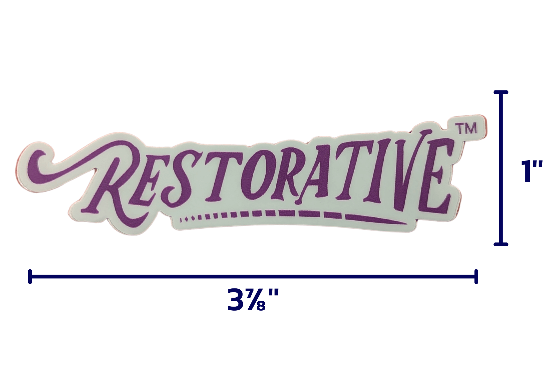 The Restorative TM Sticker is purple (Executing) and is 3 7/8'' x 1'' 