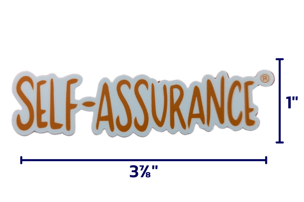 The Self-Assurance® Sticker is orange (Influencing) and is 3 7/8'' x 1'' 