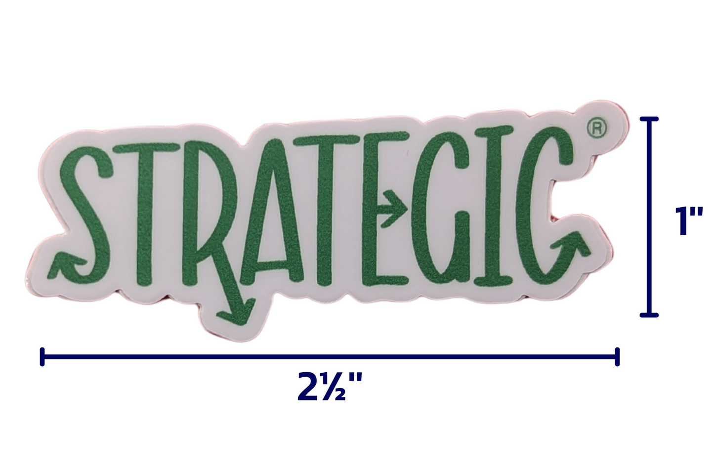 The Strategic® Sticker is green (Strategic Thinking) and is 2 1/2'' x 1'' 