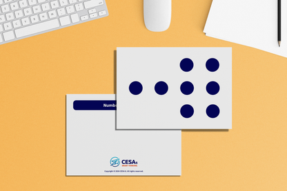 Set of subitizing cards featuring solid dot patterns representing numbers 6 through 10, designed to help early learners develop number recognition and mathematical fluency.